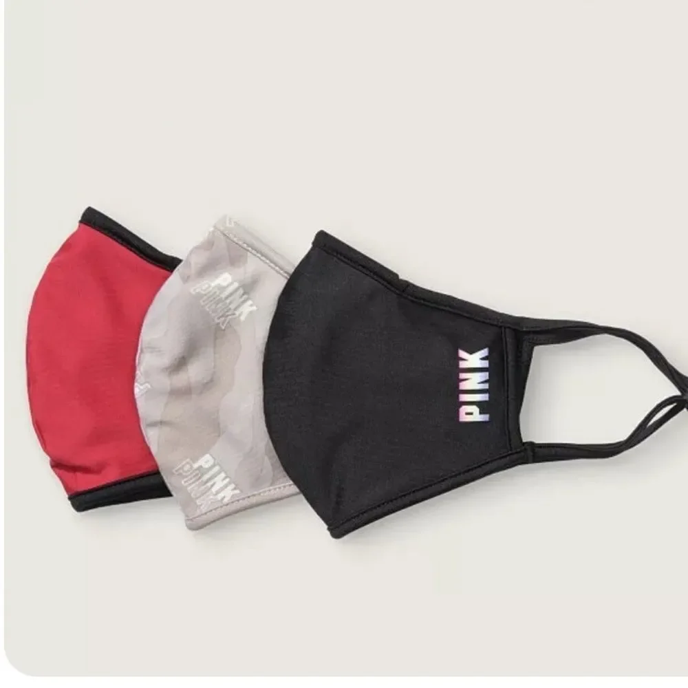 VICTORIA’S Secret Vs Pink Reusable Cloth Face Mask New 3 Pack Red Ran Ca…